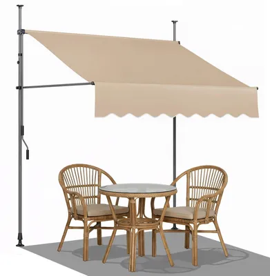 Zdjęcie produktu dla Markiza balkonowa – markiza zaciskowa rozkładana – 300 x 120 cm – bez wiercenia – ochrona przed promieniowaniem UV – rama aluminiowa – poliester 180 g/m², powlekanypoliuretan – kolor khaki