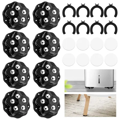 Image de Petites roulettes pivotantes robustes à roulements à billes pour meubles, autocollantes, roulettes pivotantes universelles à 360°, lot de 4, chacune équipée de 5 roulements à billes, pour appareils de cuisine, autocollantes, capacité de charge de 150 kg.