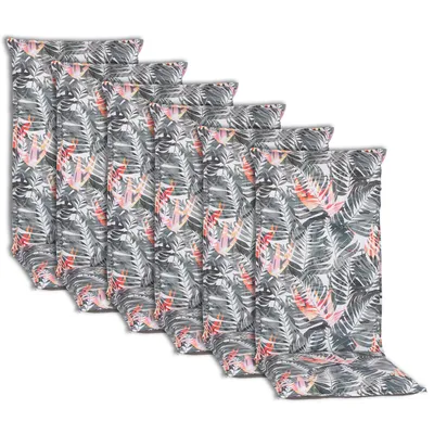 Produktbild von NYVI Hochlehner Auflagen Piemont 6er Set - 118x46x8 cm Paradiesvogelblume - Extra Starker 8cm Sitzpolster - Gartenmöbel Auflagen mit Halteband & Bindebändern