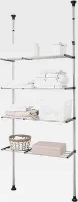 Produktbild von Teleskopregal für Bad mit 4 Ablagen Wäscheregal über Waschmaschine Badezimmer Platzsparer Metall Bad Regal über Toilette ohne Bohren Verstellbare B(5597) xT29xH(218295) cm Schwarz