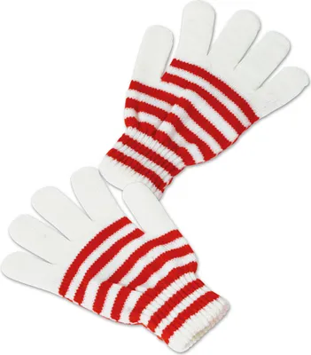 Produktbild von Strick Handschuhe Ringel Rot Weiß Flauschig Warm Karneval Fasching Party Cosplay
