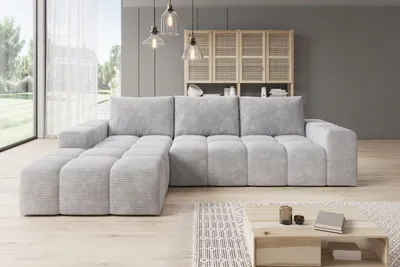 Produktbild von Moebelfest Molli Ecksofa L-Form Linksseitig Hellgrau Cord-stoff