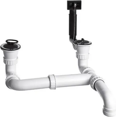 Produktbild von BLANCO Ablaufgarnitur 137034 für Doppelbeckenspülen / Stopfenventil / Ablauf