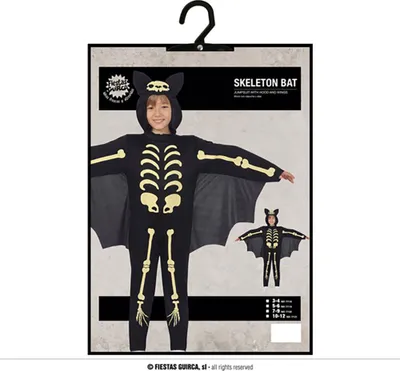 Immagine prodotto di Costume da scheletro di pipistrello per ragazzi, taglia:140/146