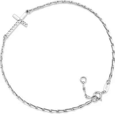 Produktbild von SILBERKETTEN STORE Fußkette Haferkorn 2mm mit eingehängtem Kreuz - 925 Silber - 30cm