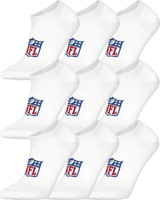 Produktbild von NFL Uni Sneaker-Socken, 9er Pack - NFL Shield 9Pack Sneaker Socks, Logo, Baumwollmischung Weiß 43-46