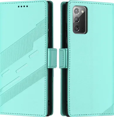 Image de Etui pour Samsung Galaxy Note 20 5G, étui portefeuille en cuirPolyuréthaneavec fente pour cartes et fonction stand Türkis