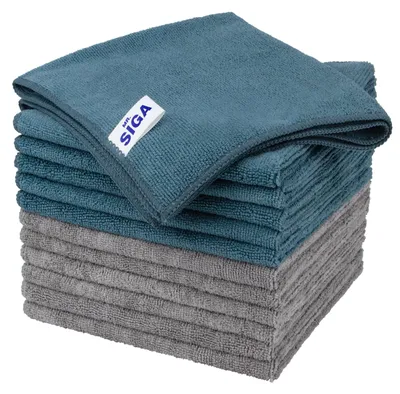 Produktbild von MR.SIGA Mikrofaser Reinigungstücher Lappen Putztücher Fenster Tücher Mikrofasertücher Geschirrtücher, 12er Set, 40x40cm (15.7" x 15.7")