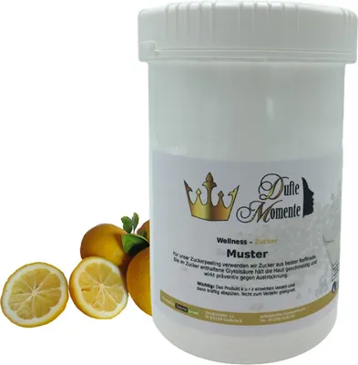 Produktbild von Dufte Momente | Sauna Zucker Körperpeeling 900g | Citrus / Zitrone | für empfindliche Haut | vegan und ohne Tierversuche