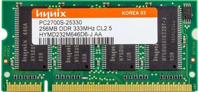 Obrázek produktu pro Hynix Hymd232m646d6-j AA, DDR1, 256 MB, 333 MHz, modul RAM typu SODIMM, pro notebook, PC2-2700S