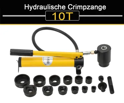Obrázok produktu pre Hydraulický dierovač – 10-tonový dierovací lis – pneumatický pohon – pre plechy a rozvádzače – kruhové matrice 22–60 mm
