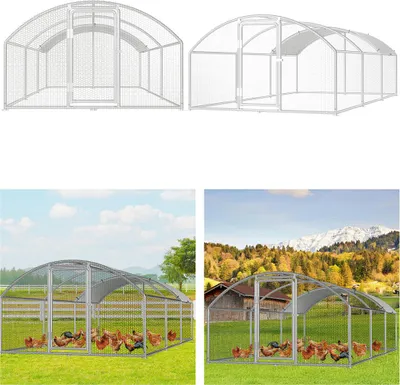 Produktbild von Faziango Hühnerstall 3x6x2m Bogenaufsatz Hühnerhaus Kleintierstall Freilaufgehege Kleintiergehege Voliere Freigehege Hühnerkäfig Geflügelstall Verzinkter