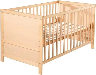 Produktbild von Babybett, 70x140 cm, Höhenverstellbar, 3 Schlupfsprossen, Inklusive Umbauseiten, Naturholz