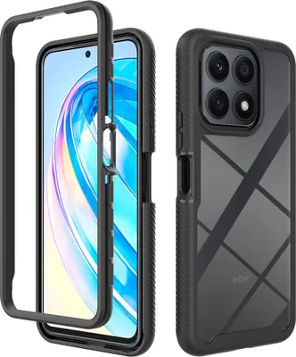 Produktbild von Honor X8A Hülle, Hybrid Transparente Rückseite TPU Bumper Stoßfest Schutzhülle für Honor X8A Schwarz