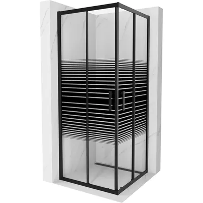 Obrázok produktu pre Mexen Rio štvorcová sprchová kabína 80 x 80 cm, pruhy, čierna - 860-080-080-70-20