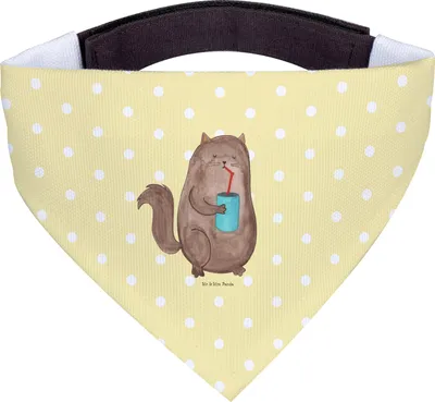 Produktbild von Mr. & Mrs. Panda Hundehalstuch Katze Dose - Gelb Pastell - Geschenk, Hunde Halstuch, Cats, Cat, Katzen, Durstig, Haustier, Hund, trinken, Für, Tuch