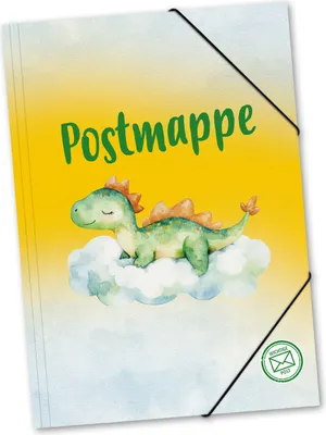Image de Pochette à courrier Itenga A4 en polypropylène, motif DINO aquarelle, en plastique résistant