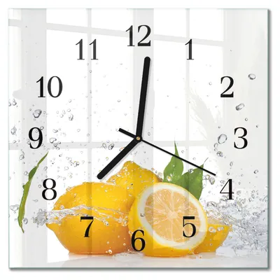 Produktbild von Tulup Glasuhr Wanduhr Küchenuhr Echt-Glas 30x30 cm Modern Dekorativ Geräuschlos Schwarzen Zeigern - Zitronen