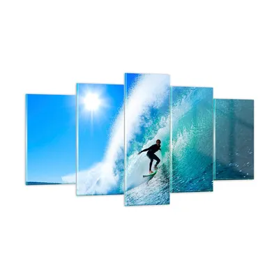Produktbild von Bilder auf glas - Windsurfing strand ozean spaß - 160x85cm - Glasbilder - Wandbilder - Kunstdruck - zum Aufhängen bereit - Wanddekoration aus Glas - Glas Bilder - Wandbild auf Glas - GEA160x85-2270
