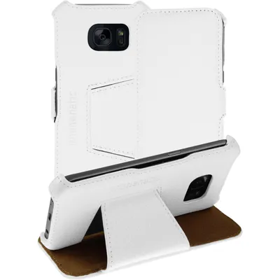 Produktbild von PhoneNatic Echt-Lederhülle kompatibel mit Samsung Galaxy S7 - Leder-Case weiß + Glasfolie