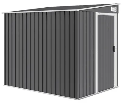 Zdjęcie produktu dla Metalowy domek ogrodowy o powierzchni 2,81 m² z dachem jednospadowym | Kolor: Szary | Wymiary: 154x206,5x181 cm