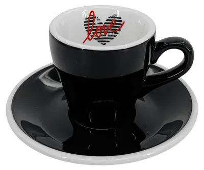 Image de Tasse à espresso avec soucoupe Milano - Heart, 75 ml, noir