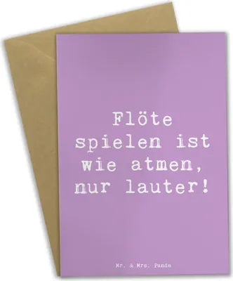 Produktbild von Mr. & Mrs. Panda Grußkarte Spruch Flöte Atem - Lavendeltraum - Geschenk, Musiker, einladungskarten, Holzblasinstrument, Flötist, Grußkarten, hochzeitskarten, Instrument