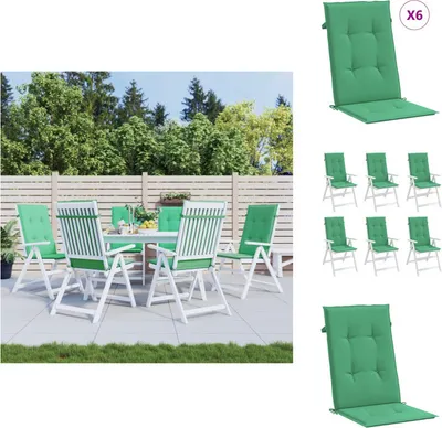 Produktbild von vidaXL Gartenstuhlauflagen für Hochlehner 6 Stk. Grün 120x50x3cm Stoff - Sitzpolster