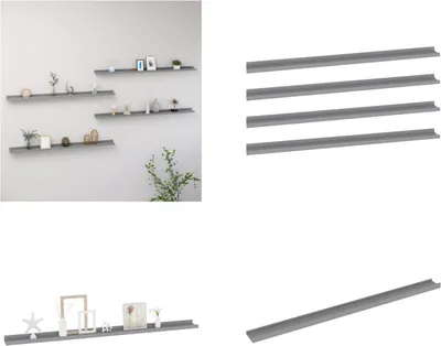 Image de vidaXL Étagères murales 4 pcs. Gris 115x9x3 cm - Étagères murales - Étagères murales - Étagères murales - Étagères murales - Étagères murales - Étagères murales