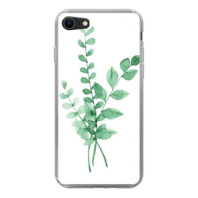 Produktbild von MuchoWow® Handyhülle Schutzhülle Hülle für iPhone 7 Aquarelle - Blätter - Pflanzen Silikon Softcase Handy Hülle - Kartenhalter