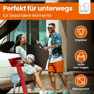 Produktbild von NewHabitat I Kunststoff Bierzeltgarnitur Klappbar I 3er Set, Tisch + 2 x Bank mit Tragegriffe