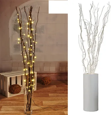 Image de Branches lumineuses / branches décoratives argentées avec 80 LEDs