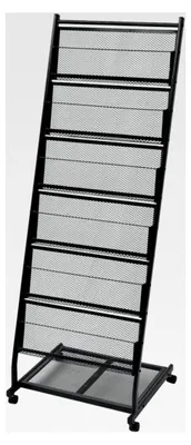 Produktbild von Prospektständer aus Stahl A4 mit Rollen 47,5 × 43 × 133 cm Schwarz