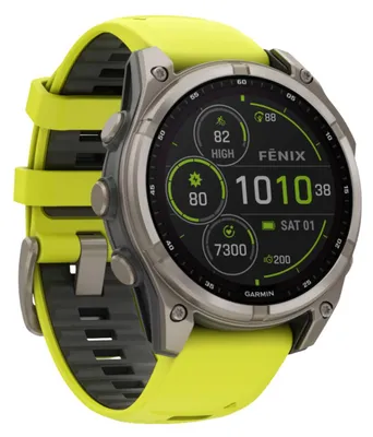Produktbild von Garmin Fenix 8 Multisportuhr, 47mm, Sapphire Solar Edition, yellow/grey