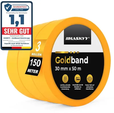 Malerkrepp 30mm x 50m - Starke, selbstklebende Tape für professionelle Abklebearbeiten