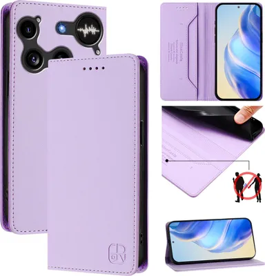 Image de Etui en cuir pour Nothing Phone 3, étui à rabat avec fentes pour cartes, portefeuille et support Violet