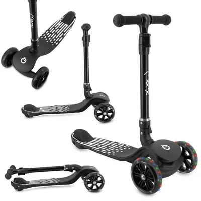 Produktbild von MoMi SAN 2-in-1 3-Rad-Kinderroller – höhenverstellbarer Lenker 60/66/72 cm, klappbar, LED-Räder, ABEC-7, Trittbremse, 2,7 kg