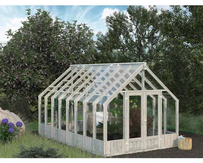 Produktbild von Gewächshaus Palmako Emilia 14,5 m² Sicherheitsglas 4 mm inkl. automatischen Fensteröffner 300 x 483 cm Holz