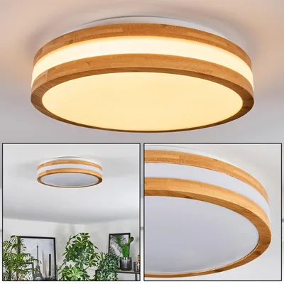 Produktbild von Canino moderne Deckenlampe aus Metall/Bambus/Kunststoff in Weiß/Natur