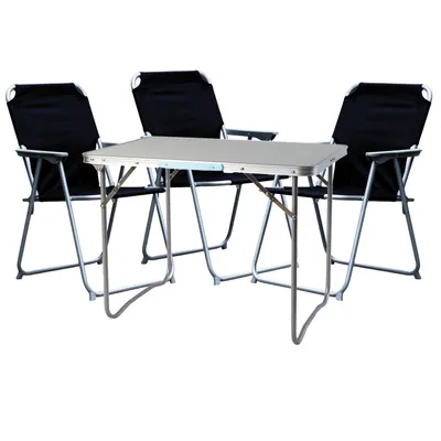 Produktbild von 4-teiliges Campingmöbel Set Alu L80xB60xH68cm Schwarz