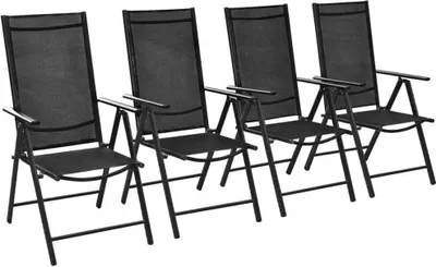 Image de Chaises pliables de jardin lot de 4 Aluminium et textilène Noir