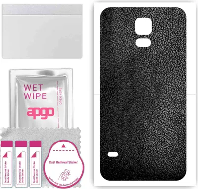 Produktbild von apgo Rückseite Schutzfolie, Skin, kompatibel mit Samsung Galaxy S5 mini, Hinten Displayschutzfolie aus Vinylfolie, kratzfest, einfache Montage - Schwarzes Leder