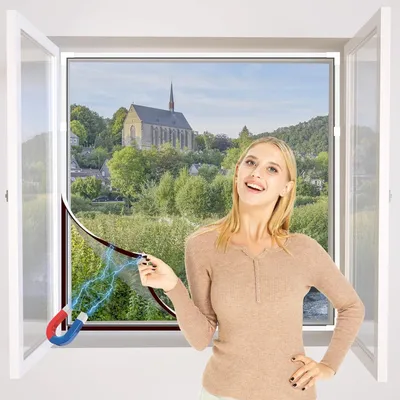 Produktbild von Verstellbares Magnetisches Fenstergitter - Für Alle Größen - 130 x 150 cm - Braun