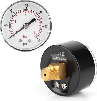 Produktbild von Manometer 50mm Zifferblatt 1/4 BSPT Anschluss hinten für Luft Wasser Öl Gas (0-60PSI 0-4Bar)