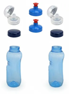 Produktbild von 2x 0,5L Kavodrink Wasserflasche Trinkflasche + 2x FlipTop + 2x Push-Pull, KI-generiertes Bild