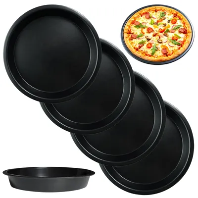 4er-Set Pizzaplatten, 15 cm, Kohlenstoffstahl, antihaftbeschichtet, rund