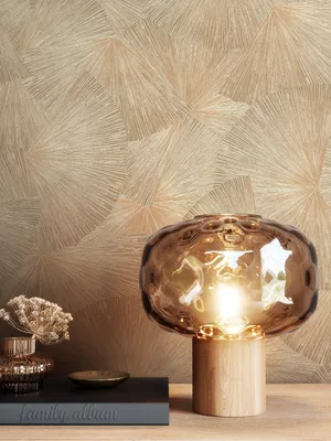 Produktbild von NEWROOM Tapete Gold Vliestapete Glänzend - Glanztapete Glamour Blätter Fächer Grafiktapete Metallic