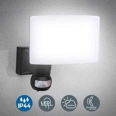 Produktbild von LED Außenleuchte Wand-Leuchte Bewegungsmelder 20W Hausbeleuchtung Sensor IP44 Schwarz