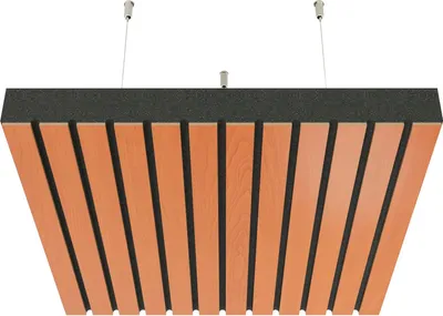 Produktbild von 2er-Pack – Decken-Akustikpaneele mit Montageset | Abgehängtes Akustikpaneel mit Schallabsorption und Diffusion |SLATO | Kirschbaum]