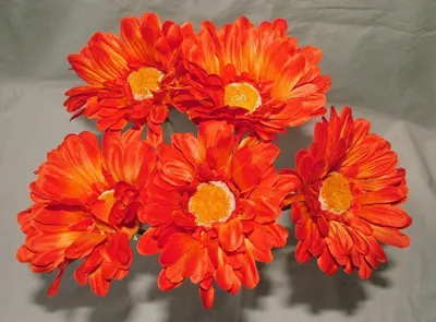Image de Gerberas artificielles avec grandes fleurs - 12 pièces, couleur orange